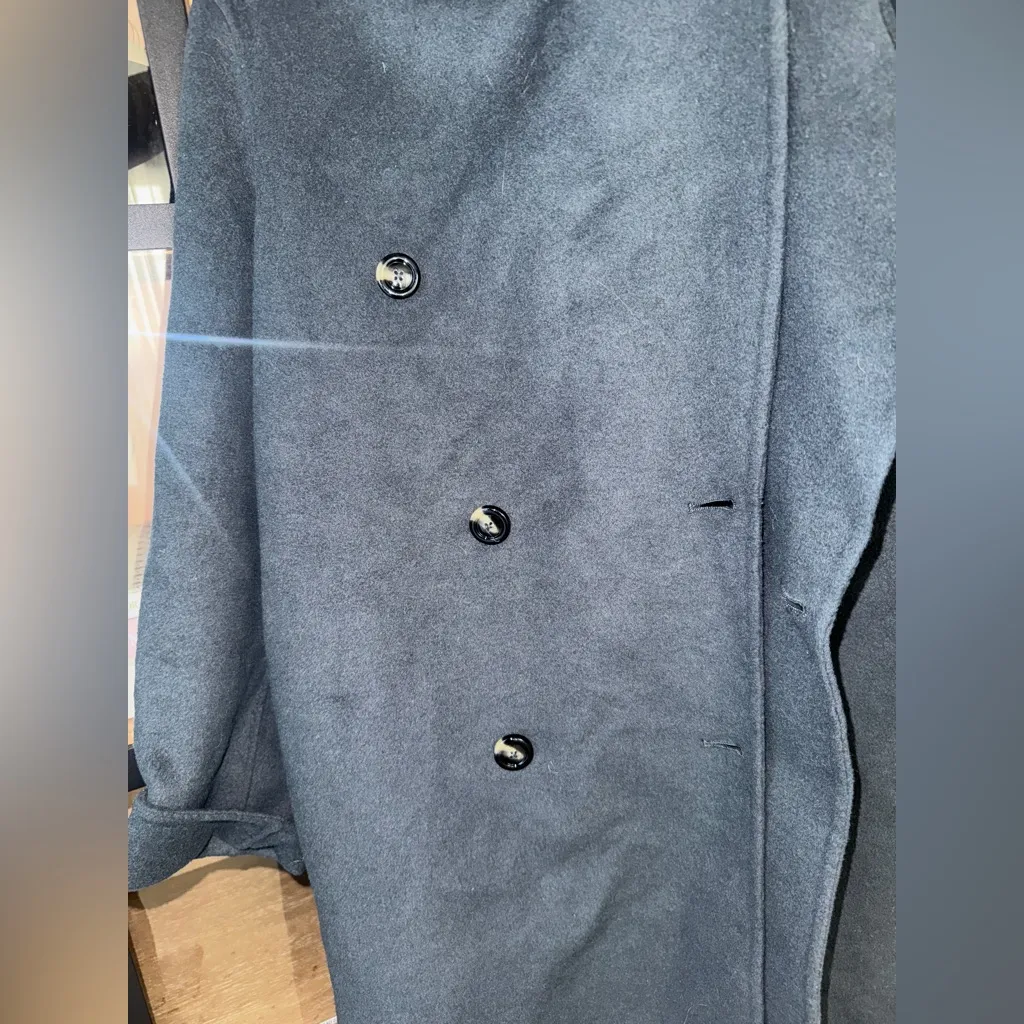 Mango wool coat oversized charcoal long handmade lapel vneck collar pockets - Image 14