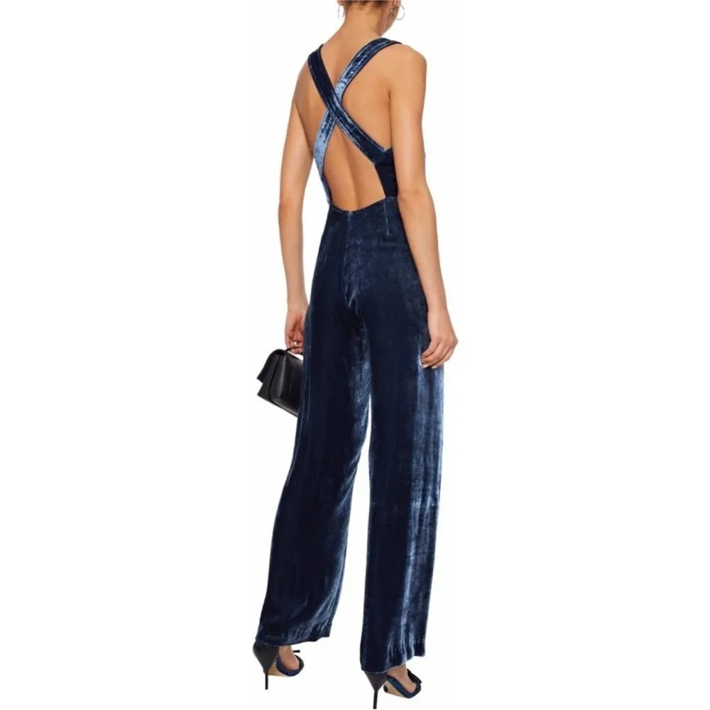 Staud blue velvet Parker jumpsuit - Image 4