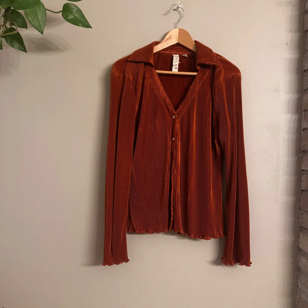 ANTHRO | Dolan Collared Blouse Orange Size M - Image 2