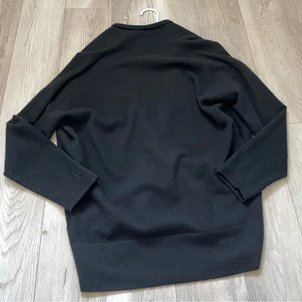 Allude Wool Cardigan virgin cashmere wrap sweater womens Black medium minimalist - Image 4