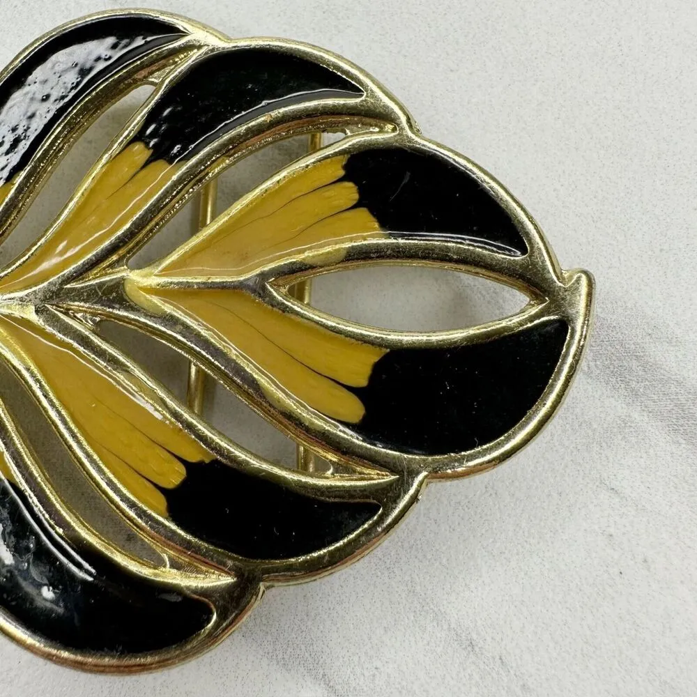Vintage Gold Tone Leaf Belt Buckle Piece - Image 3