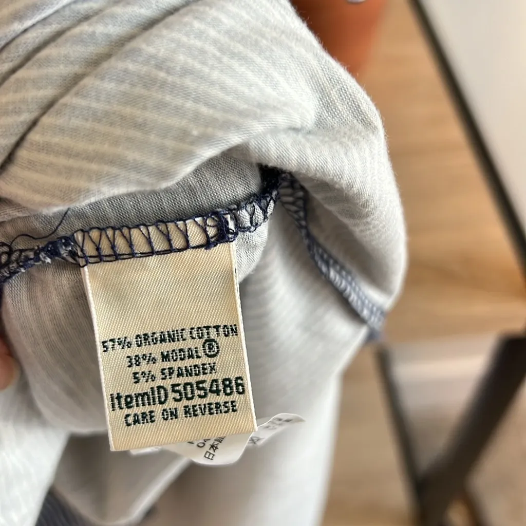 L.L. Bean Stretch Organic Cotton Jersey Long Sleeve Striped Dress w/Pockets, XS Blue - Image 6