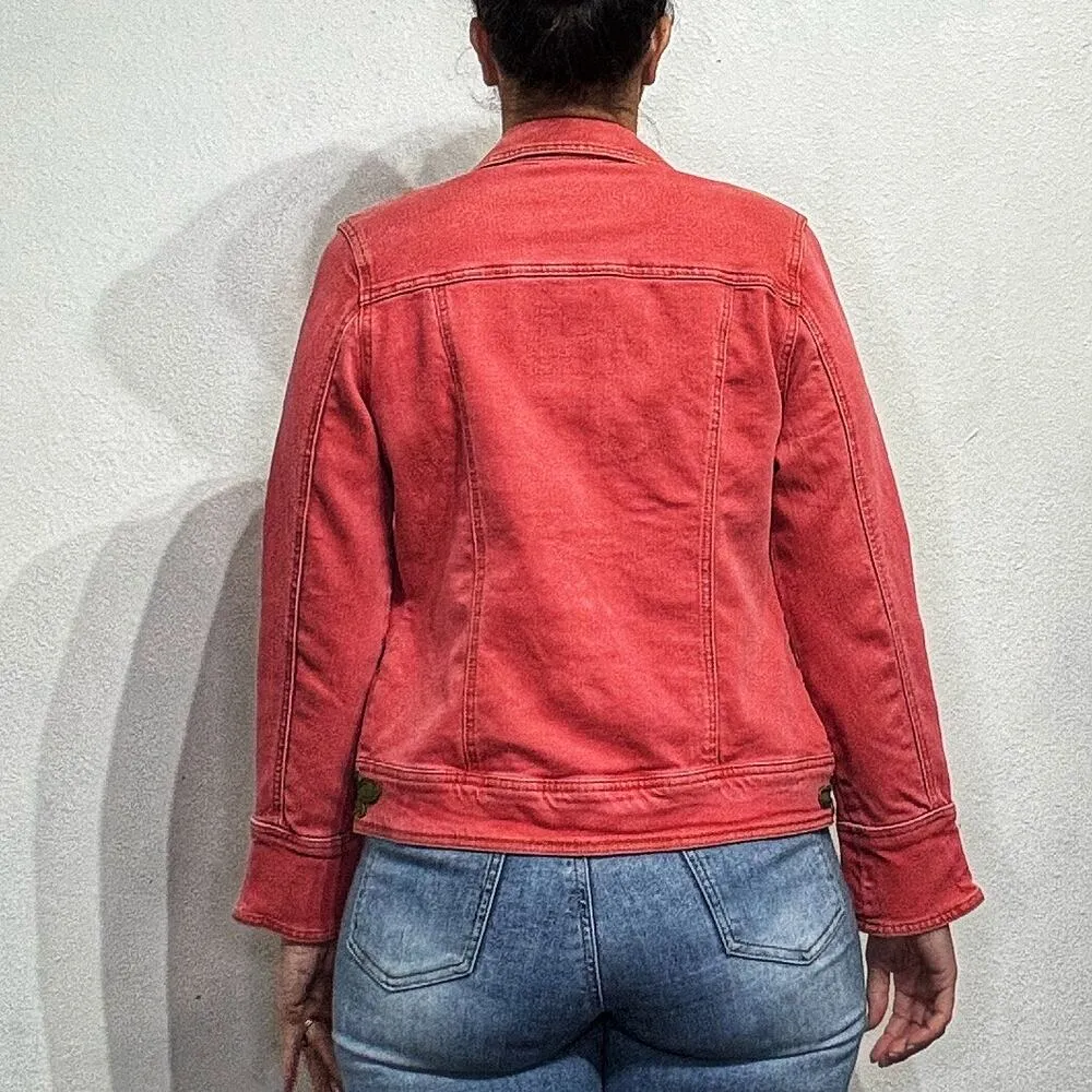 Luxe Moda Pink Denim Floral Embroidered Jean Jacket Sz NWT - Image 11