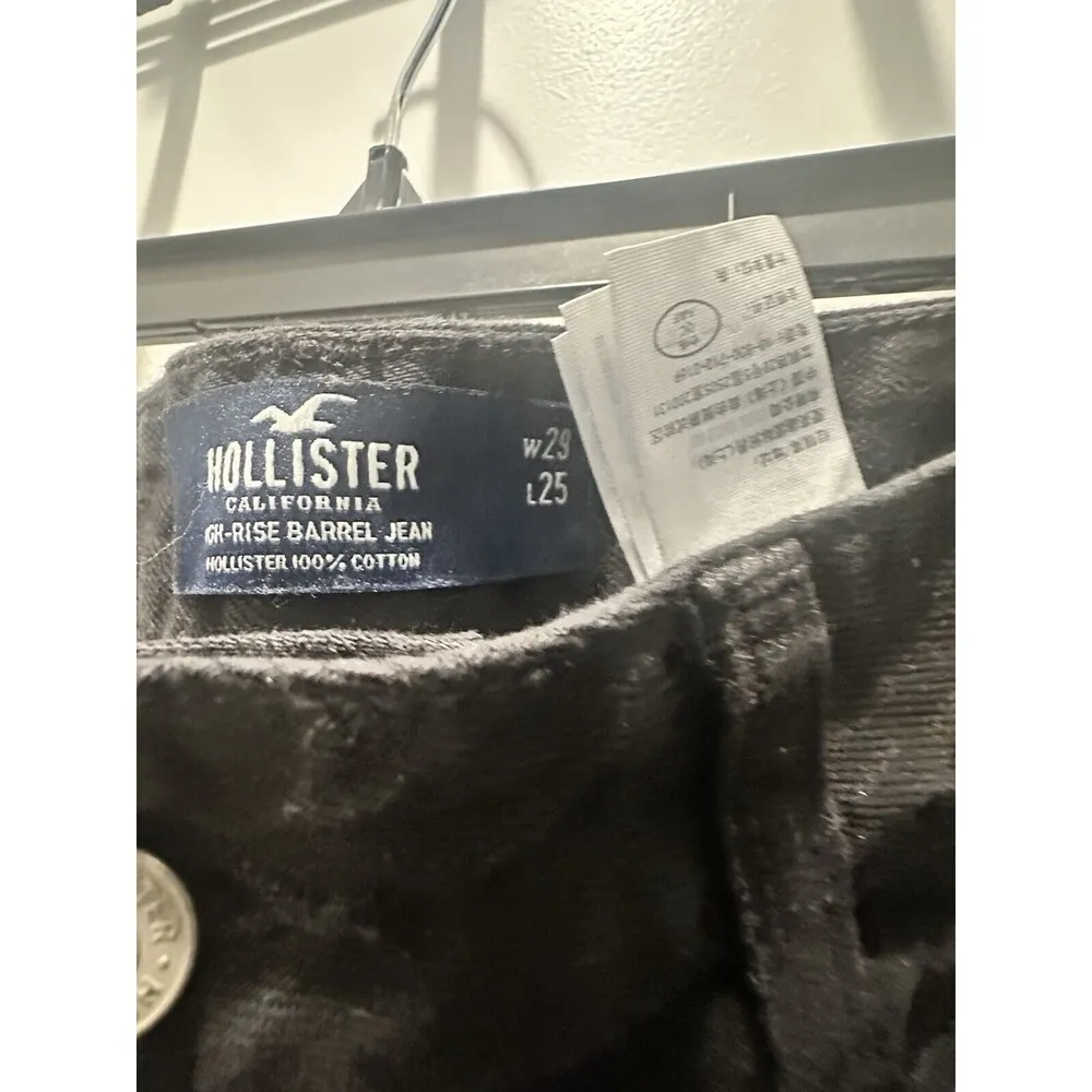 Hollister Black Barrel Pleated High Rise Taper Mom Jeans Women's 29 x 25 - Image 3