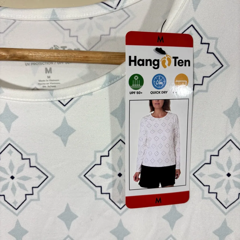 Hang Ten Women’s UV Sun Protection Long Sleeve Shirt W/ Zip Pocket Medium NEW - Image 5