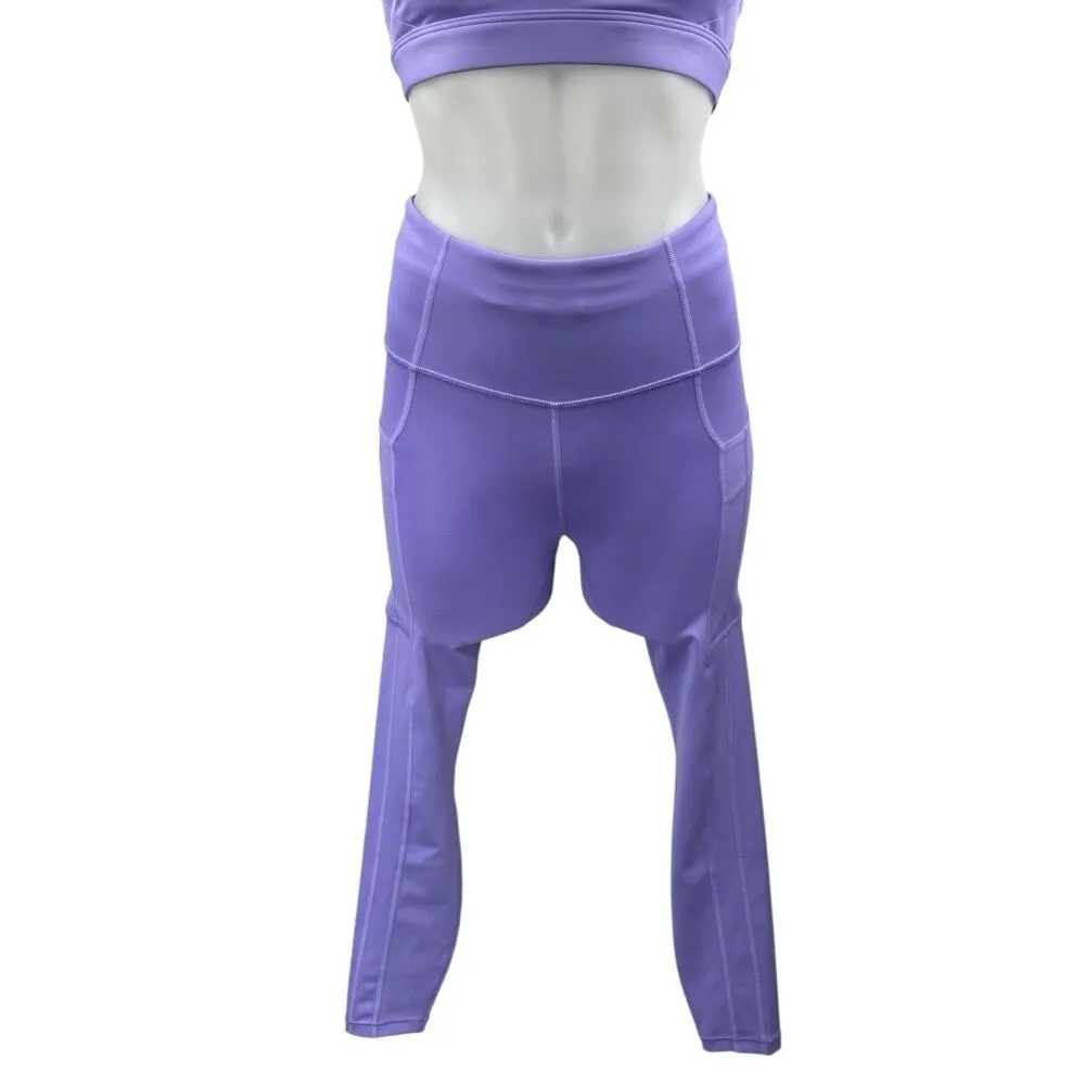 Athleta Purple Ultimate Stash Sports Bra Crop Top Leggings Pants 2 Pc Set XS/2XS - Image 5