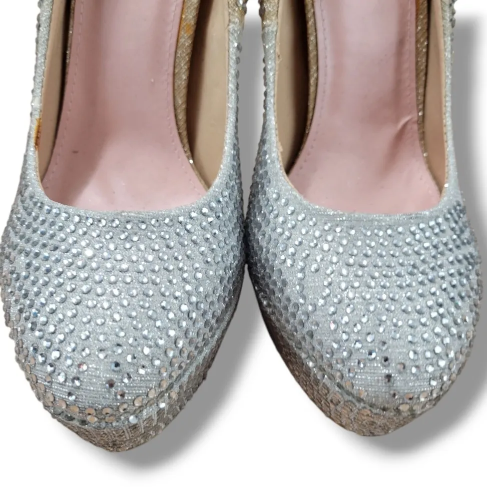 ShoeDazzle Shoes Size 9.5 Shoedazzle Venomous Rhinestone Pump High Heels W/ Flaws - Image 4