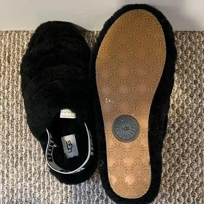 Black UGG Fluff yeah Slippers - Image 5