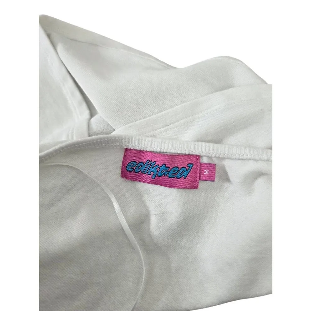 Edikted Celine Contrast Halter Top Size Medium White Black Crop - Image 5