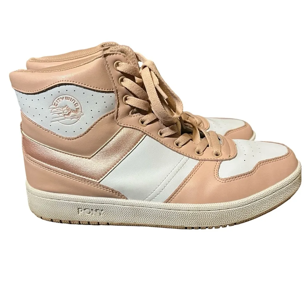 Pony City Wings Retro Hightops Pink & White Sneakers Size 11 - Image 3