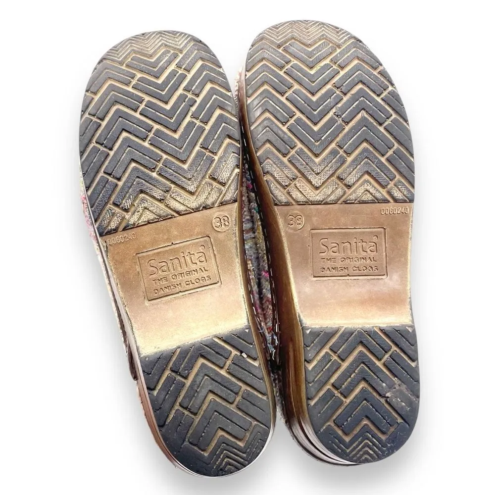 Sanita Professional Valborg Closed Back Clog Purple Rainbow Textile Knit Size 38 Tan - Image 14