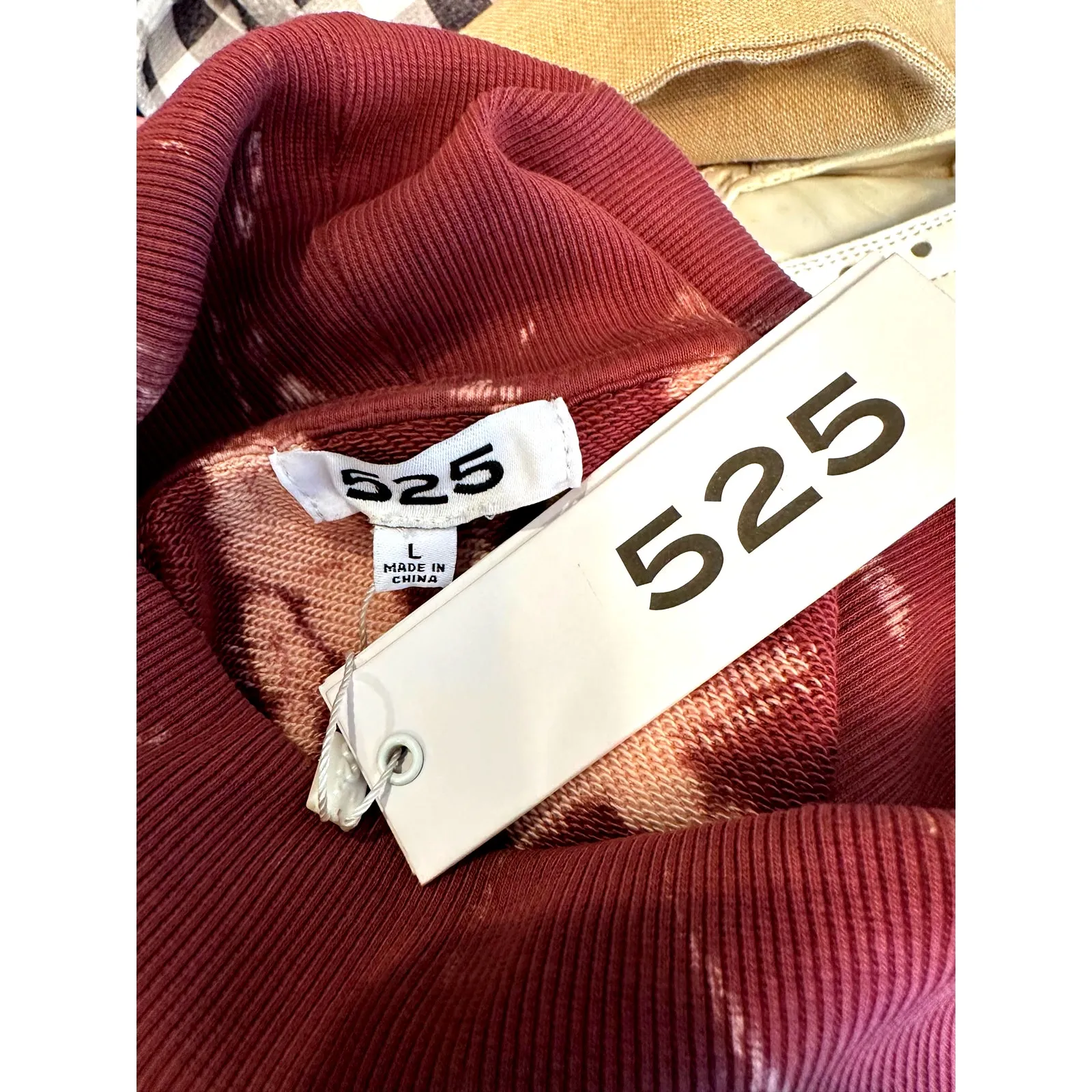 525 America Sprial Turtleneck Sweater Dropped Shoulder Maroon L Size L - Image 9