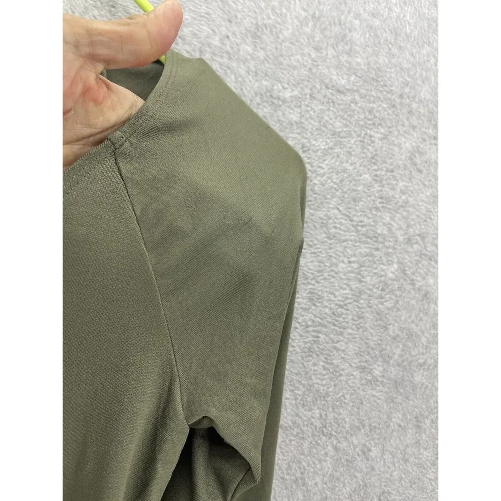 BAR III Women's Bodysuit Size Large Solid Olive Green Scoop Neck - Image 5