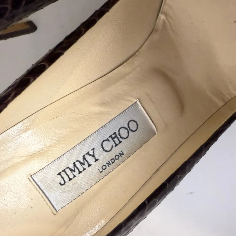 Jimmy Choo Tacco 120 Chocolate Brown Snakeskin Platform High Heels Pumps 40.5 - Image 10