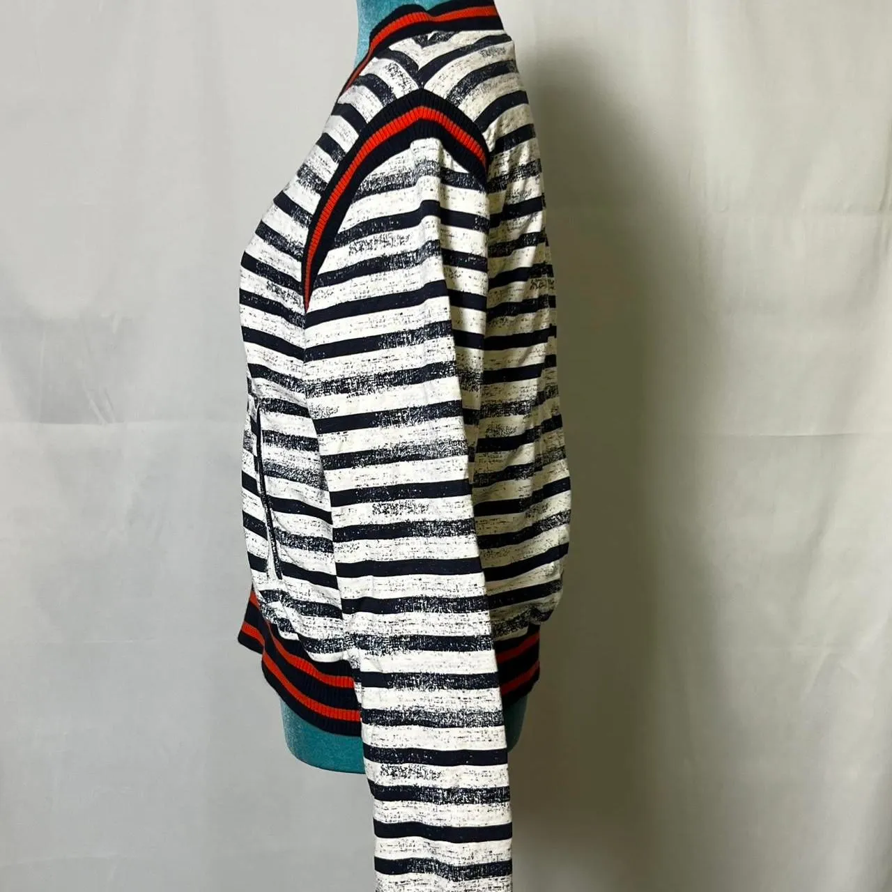 Grey State Nautical Striped Cotton Bomber Jacket Small White - Image 3
