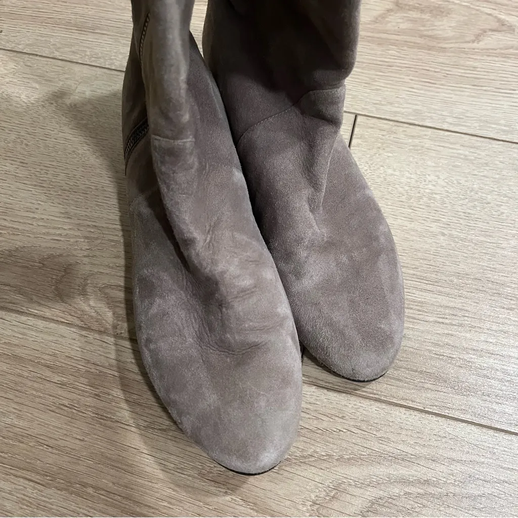 Stuart Weitzman Tan Suede Hidden Wedge Tall Leather Boot Size 6 - Image 2