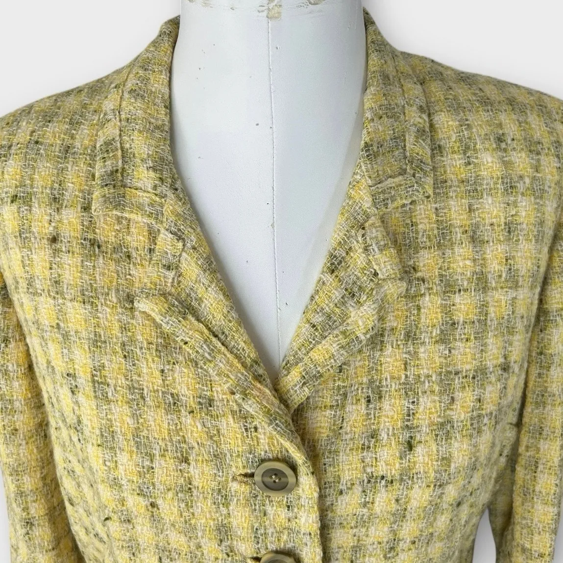 Vintage 60s Montaldo's Yellow Tweed Skirt Suit Classic Jackie O Preppy Chic 6 - Image 10