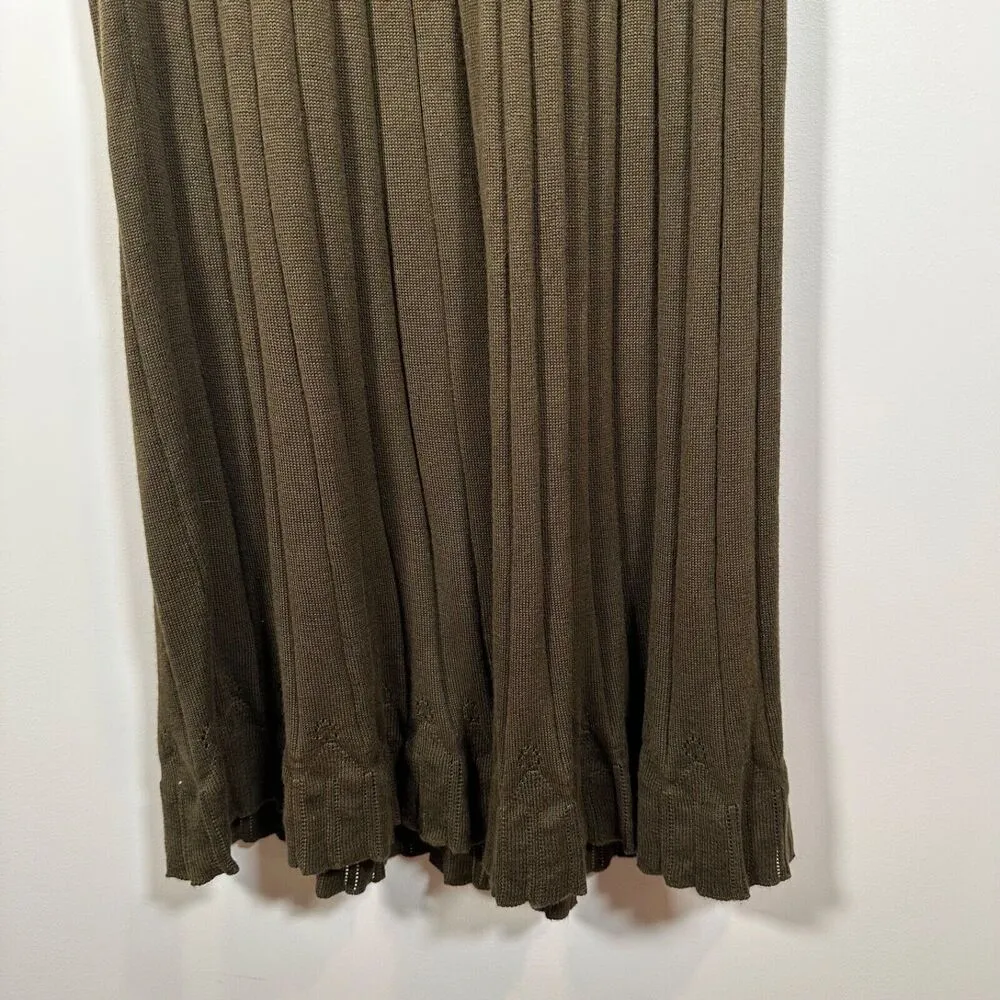Peruvian Connection Sweater Dress Women's Small Rib Knit Green Maxi Sleeveless - Image 2