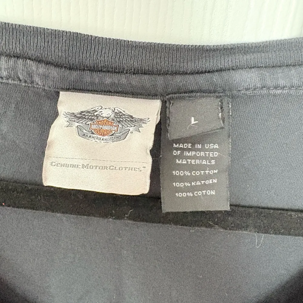 Harley-Davidson Motorcycles Distressed Black Short Sleeve V-Neck Tee Shirt - Image 3