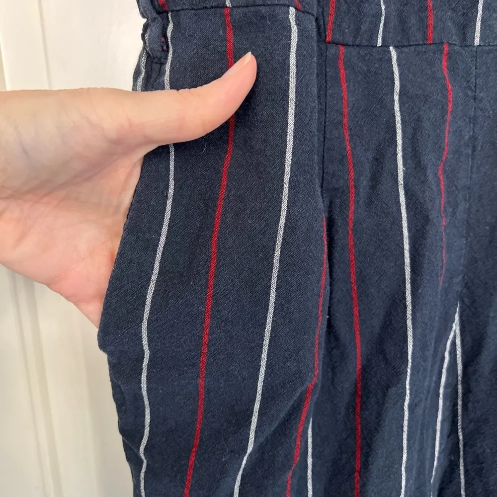 Universal Thread Navy Pinstriped Wide Leg Sleeveless‎ Jumpsuit - Image 4