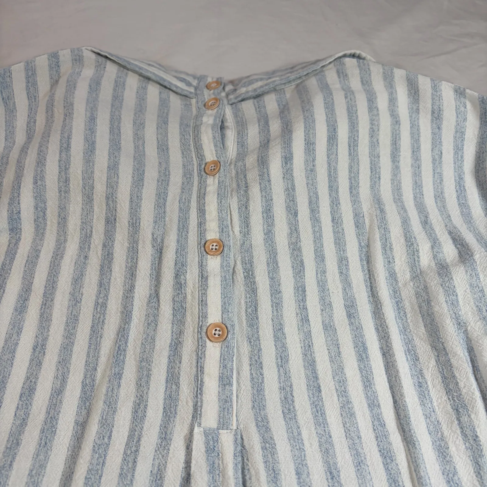 Allie Rose  womens cotton linen blend stripe oversize high-low button down Size S - Image 6