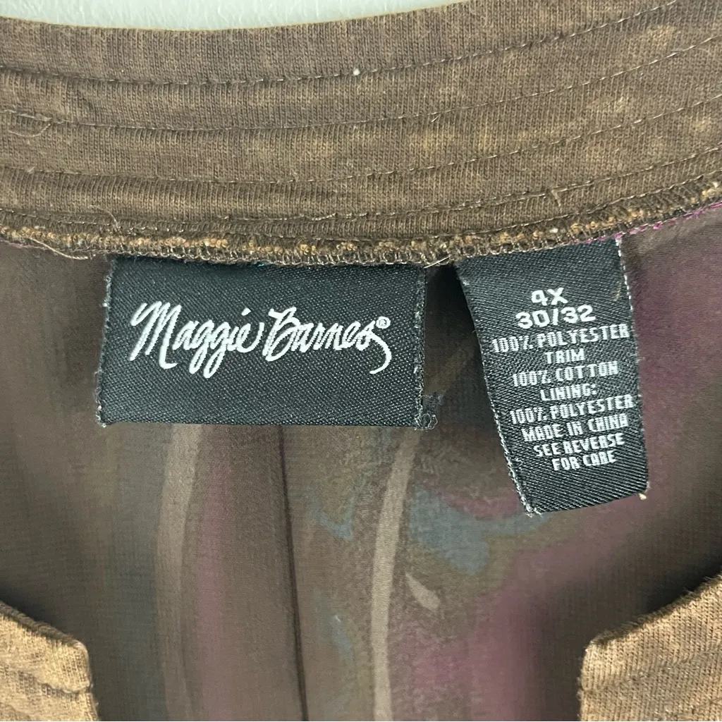 MAGGIE BARNES Multicolored Printed Long Sleeves Lined V-Neck Tunic Top, Size 4X - Image 3