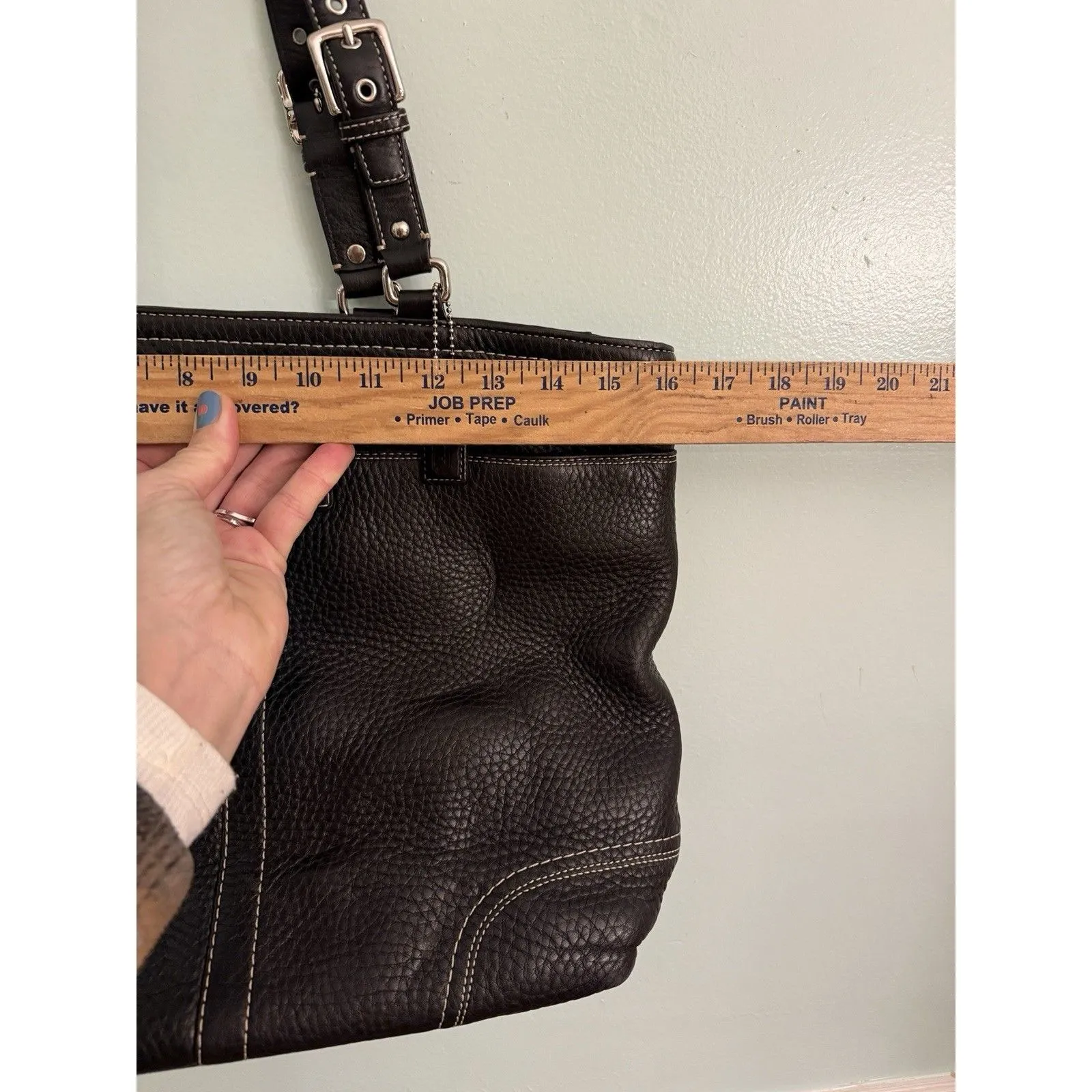 Coach Black Soft Milled Leather Tote Bag Purse Hamilton Y2K Womens F13083 - Image 3