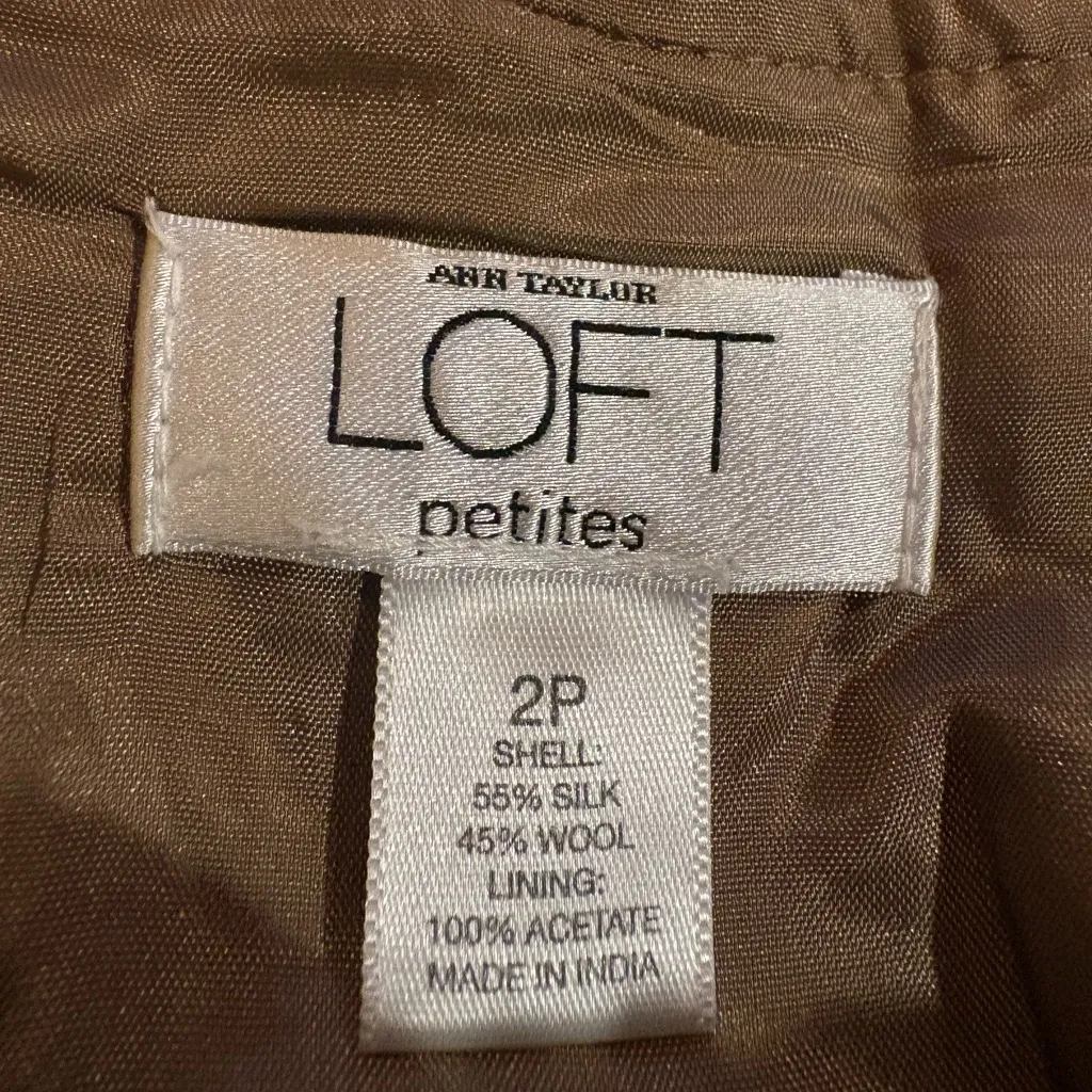 Ann Taylor LOFT a-line flounce skirt herringbone tweed pattern with fringe trim - Image 6