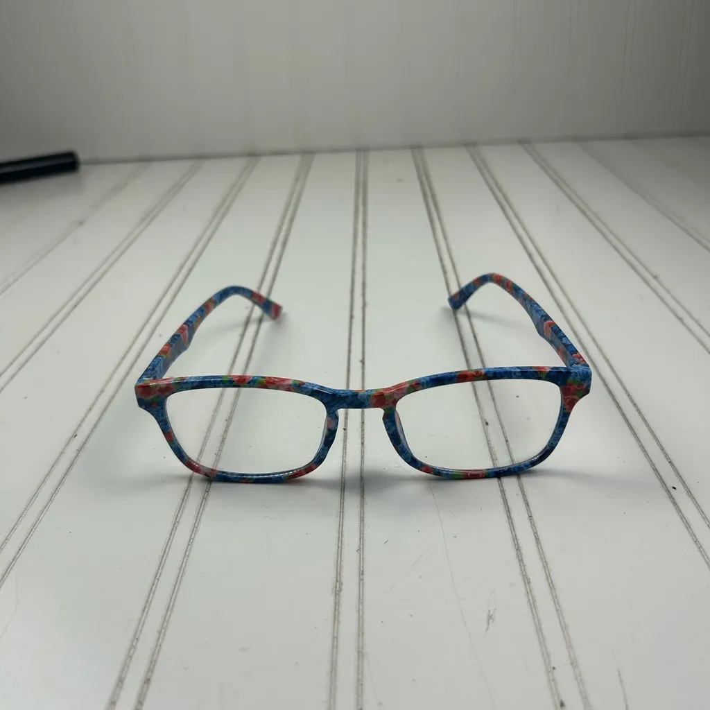 Bright Multicolor Rectangle Frame Reader Glasses Blue - Image 2