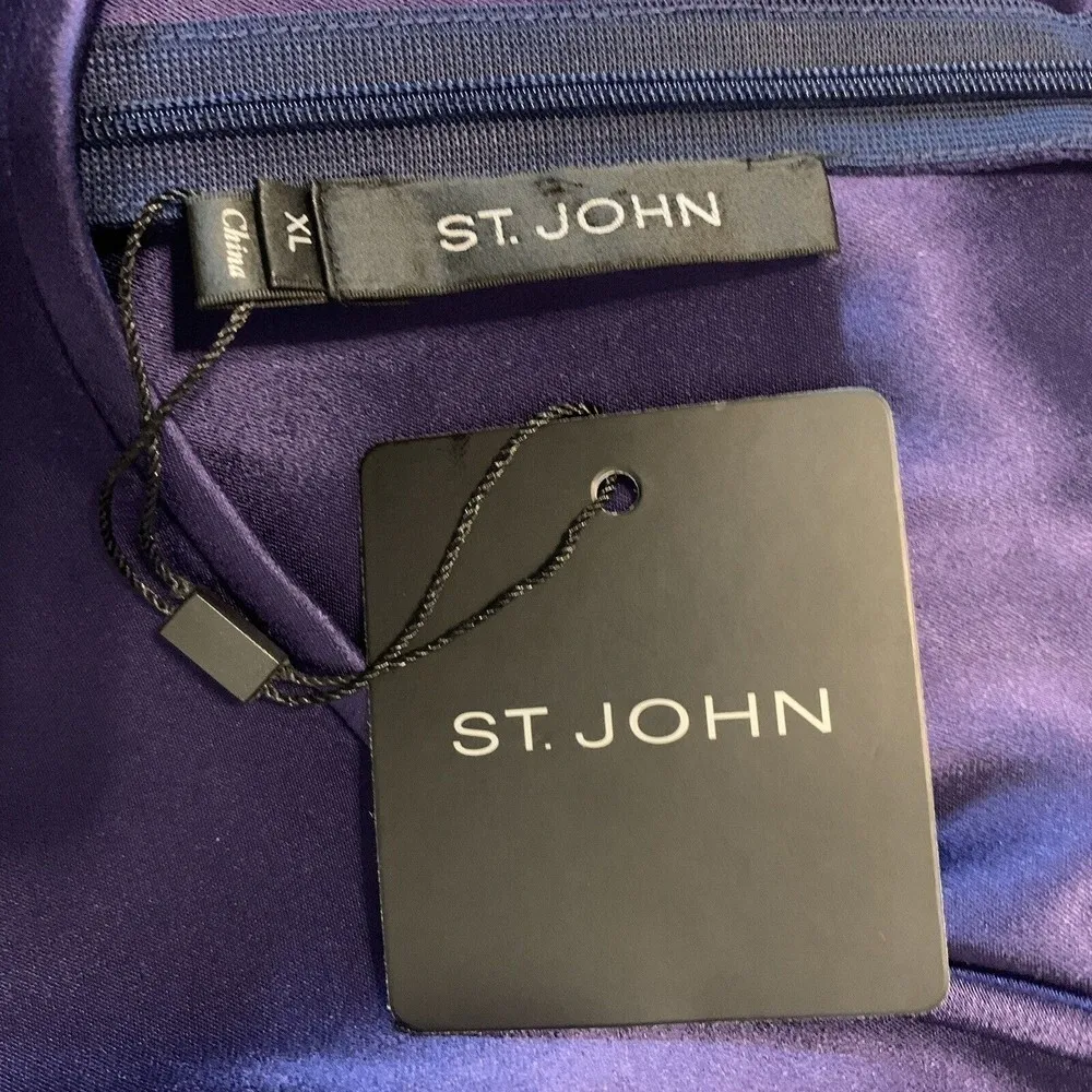 ST. JOHN Womens Size XL Purple Satin Cape Detail Top Blouse - Image 4