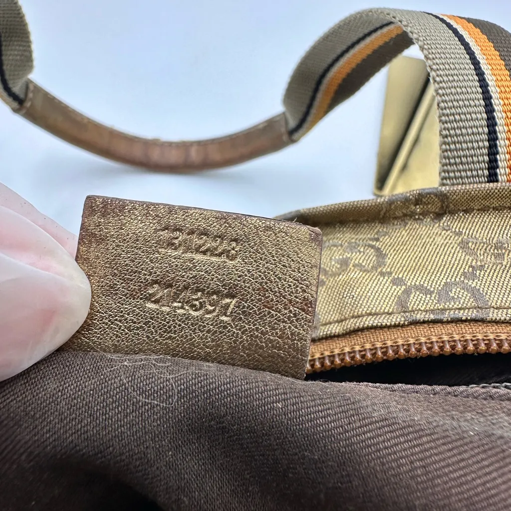 GUCCI GG Crystal Small Tote Bag Gold Gray Brown - Image 10