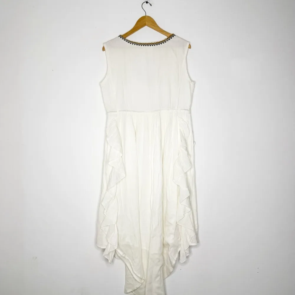 Talisman White Ruffle Maxi Dress with Tassel Tie Women’s Medium - Image 3