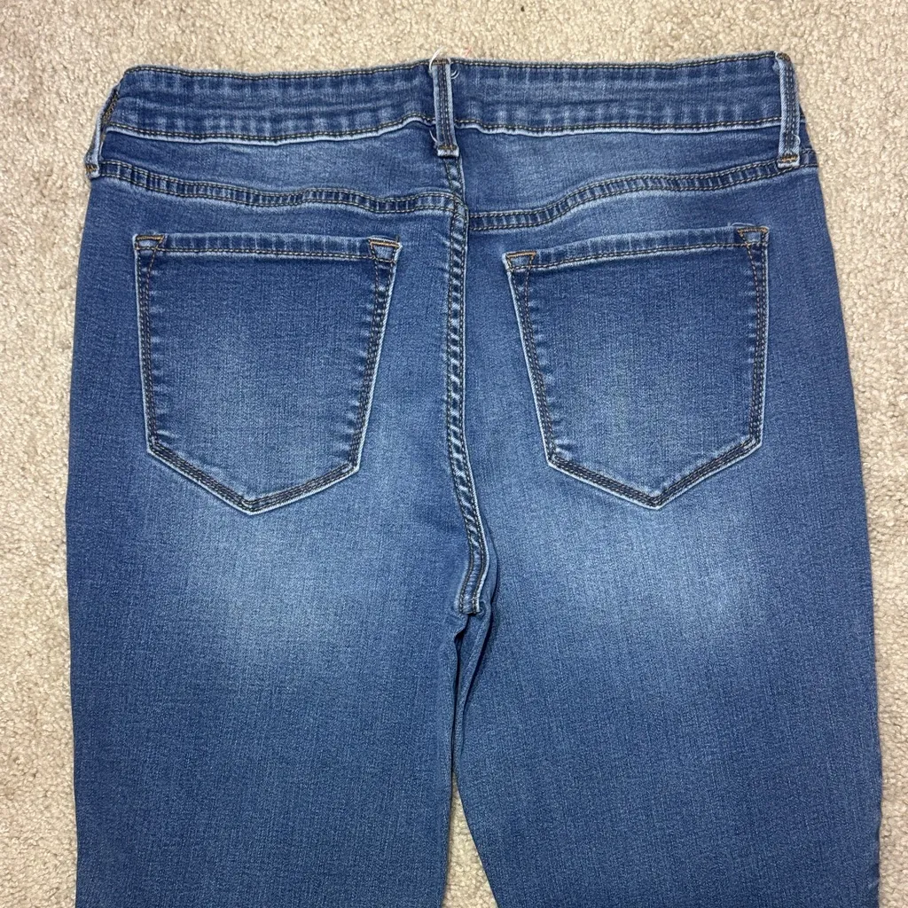 Old Navy Rock Star Mid Rise Distressed Blue Skinny Denim Jeans Women's 8 - Image 5