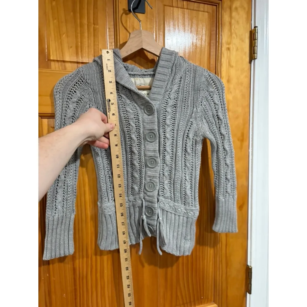 Y2k Abercrombie & Fitch Fitted Cable Knit Hoodie Cardigan Gray Bella Swan - Image 6