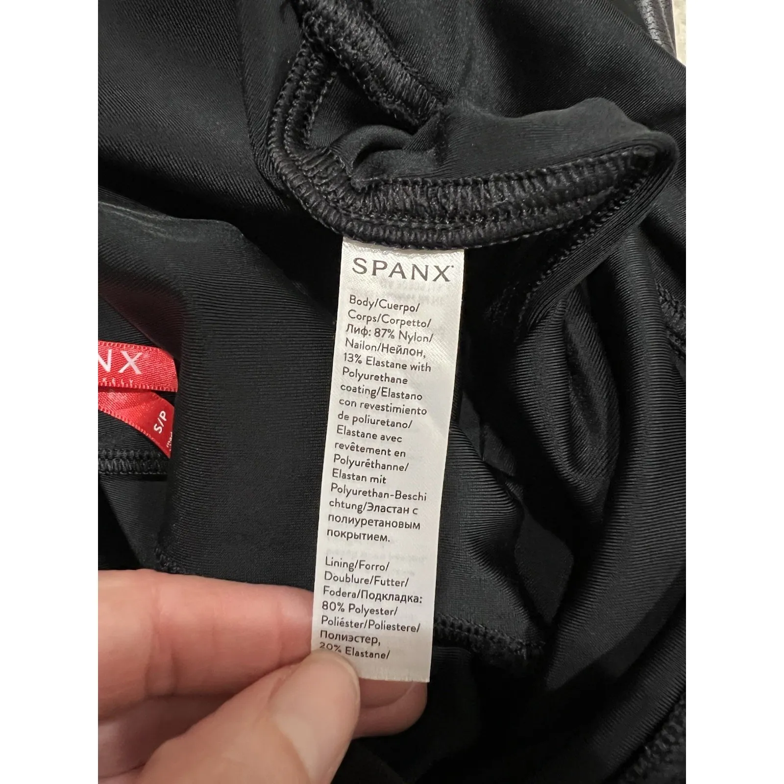 Spanx Black Faux Leather Leggings Slimming Stretch Minimalist Classic Basic - Image 4