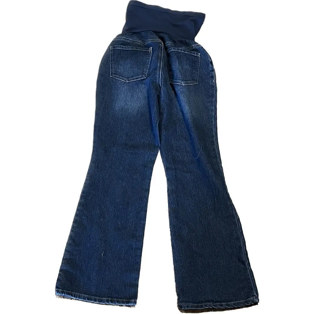 Indigo, blues, maternity, jeans, boot, cut, women’s, petite, medium, stretchy - Image 2