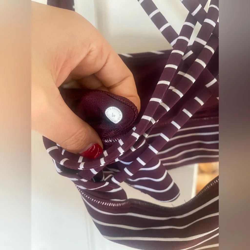 Lululemon Free to Be Bra Wild Long Line Luxtreme Parallel Stripe Adobe and White - Image 9