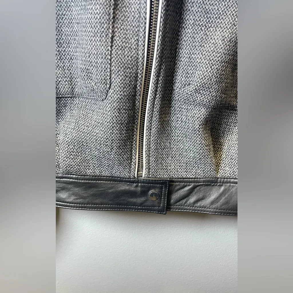 LAMARQUE‎ NEW Women's Dabria Bomber Jacket Leather Wool Black Size Medium - Image 6