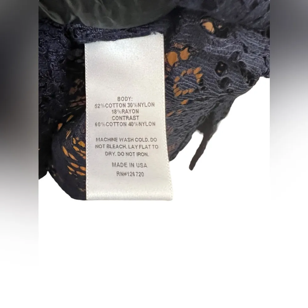 NWT David Lerner Blue Lace Crop Top See Through Long Sleeve Cotton Blend Size XS - Image 6