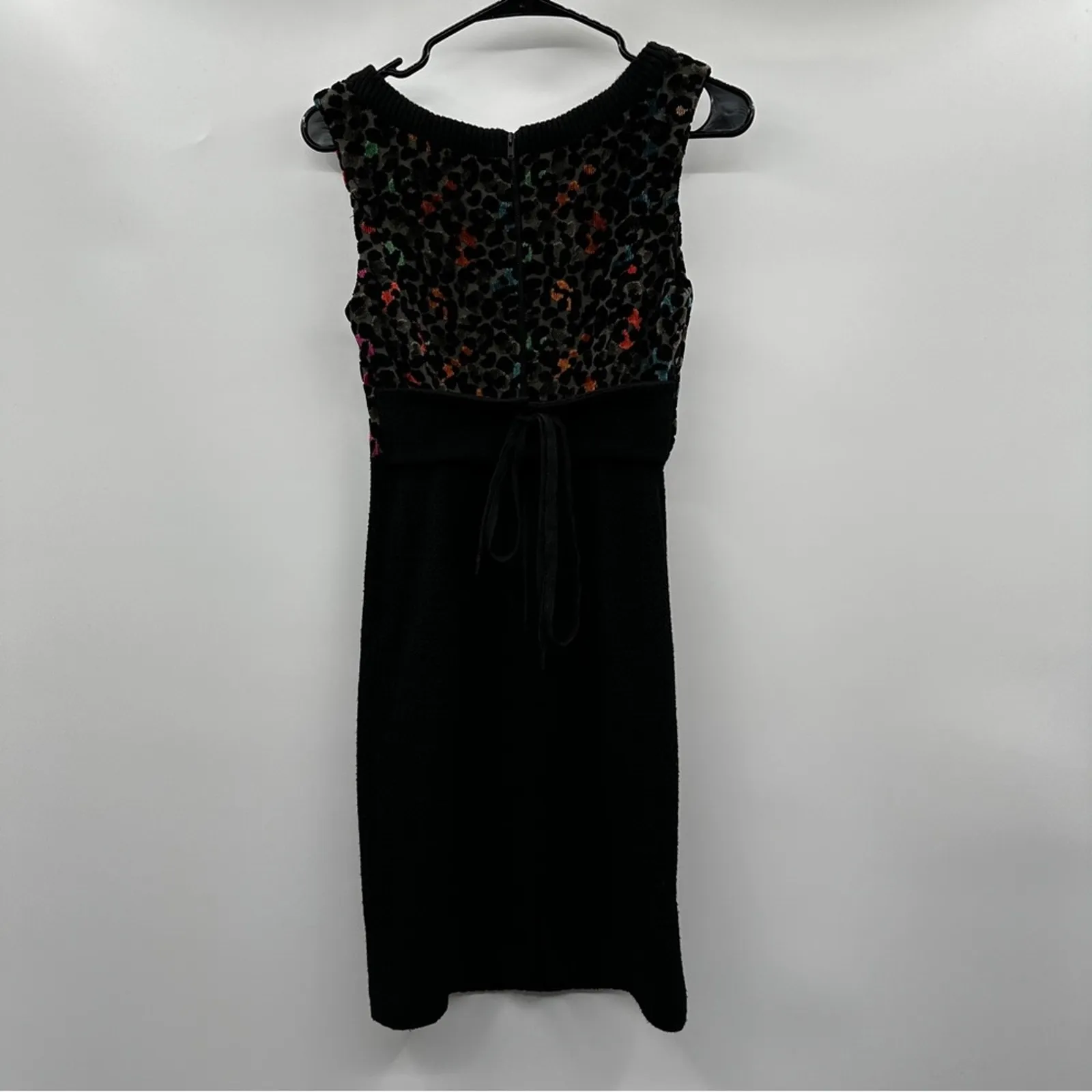Tracy Reese Black Gray Multicolor Cheetah Print Textured Mini Dress Size 2 - Image 5
