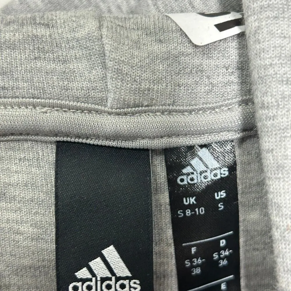 Adidas Performance VRCT Hoodie Grey Heather Crop Barrel Small Oversized Y2K 90s - Image 10