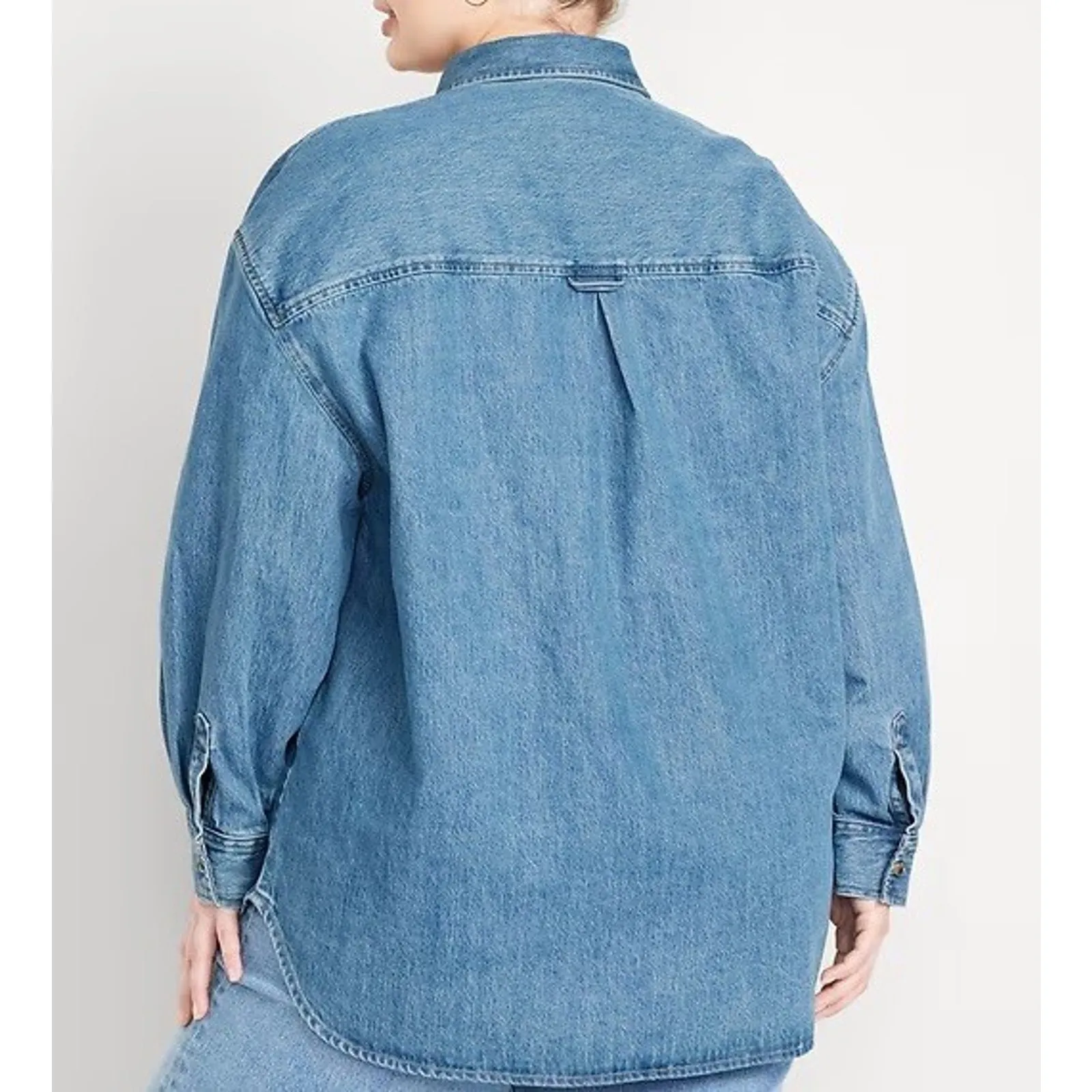 Old Navy Women’s Large Tall Oversized Boyfriend Denim Shirt NWT - Image 3