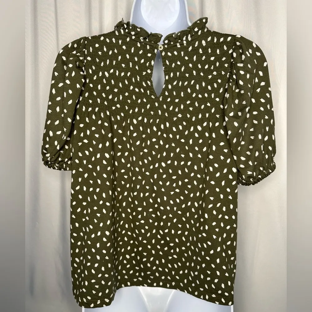 Loft  Green Boxy Blouse with Peter Pan Collar(822) - Image 2