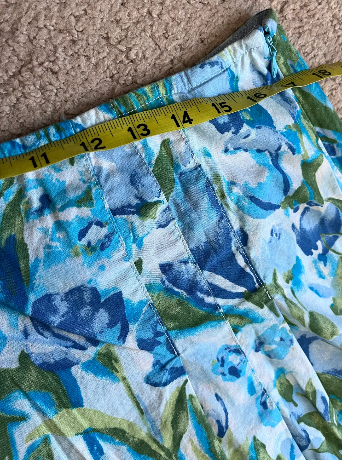 Blue and Green Floral  Pleated Skirt 14 - Image 4