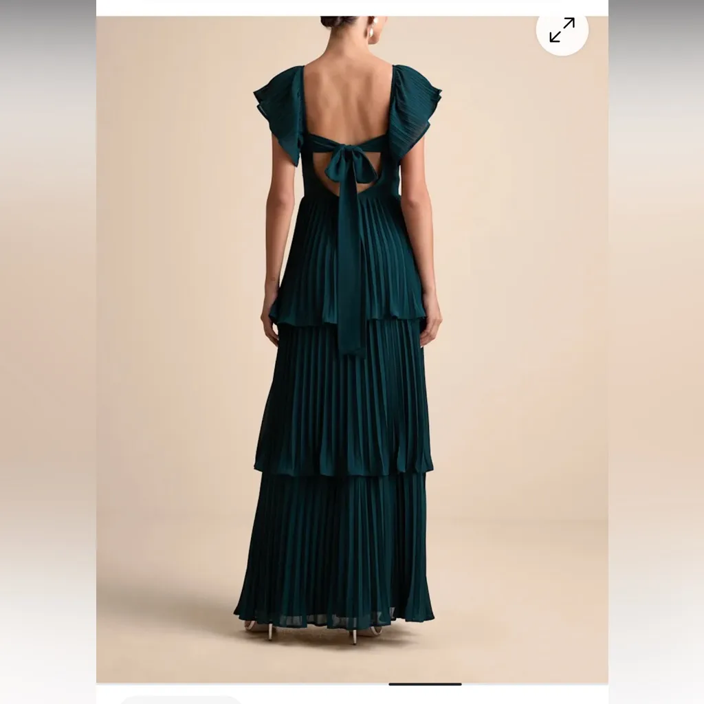 Lulu's Teal Pleated Flutter Maxi Dress - Image 2