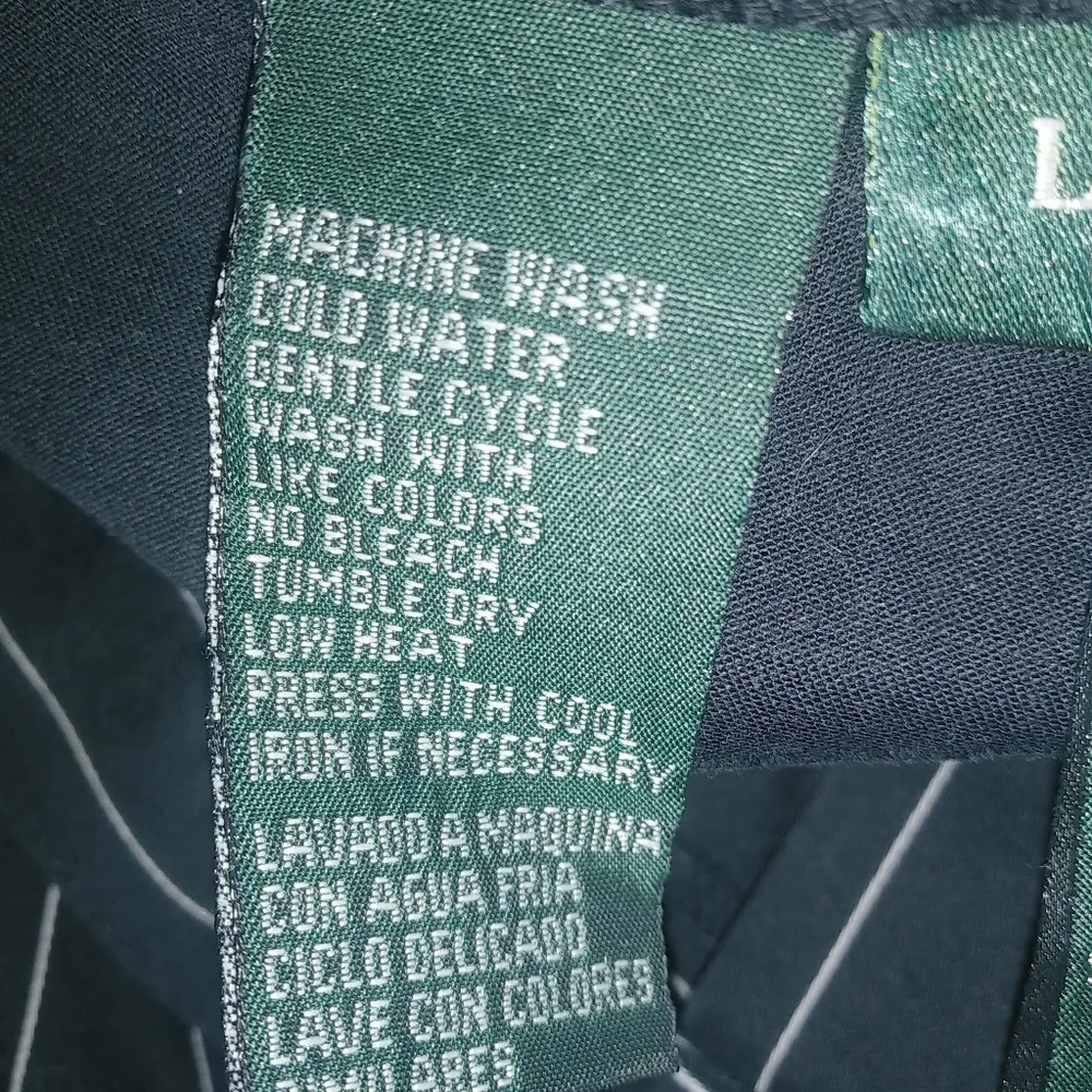 Lauren Ralph Lauren 33x31 14 Black Pinstriped Straight Leg Dress Pants Size 33 - Image 8