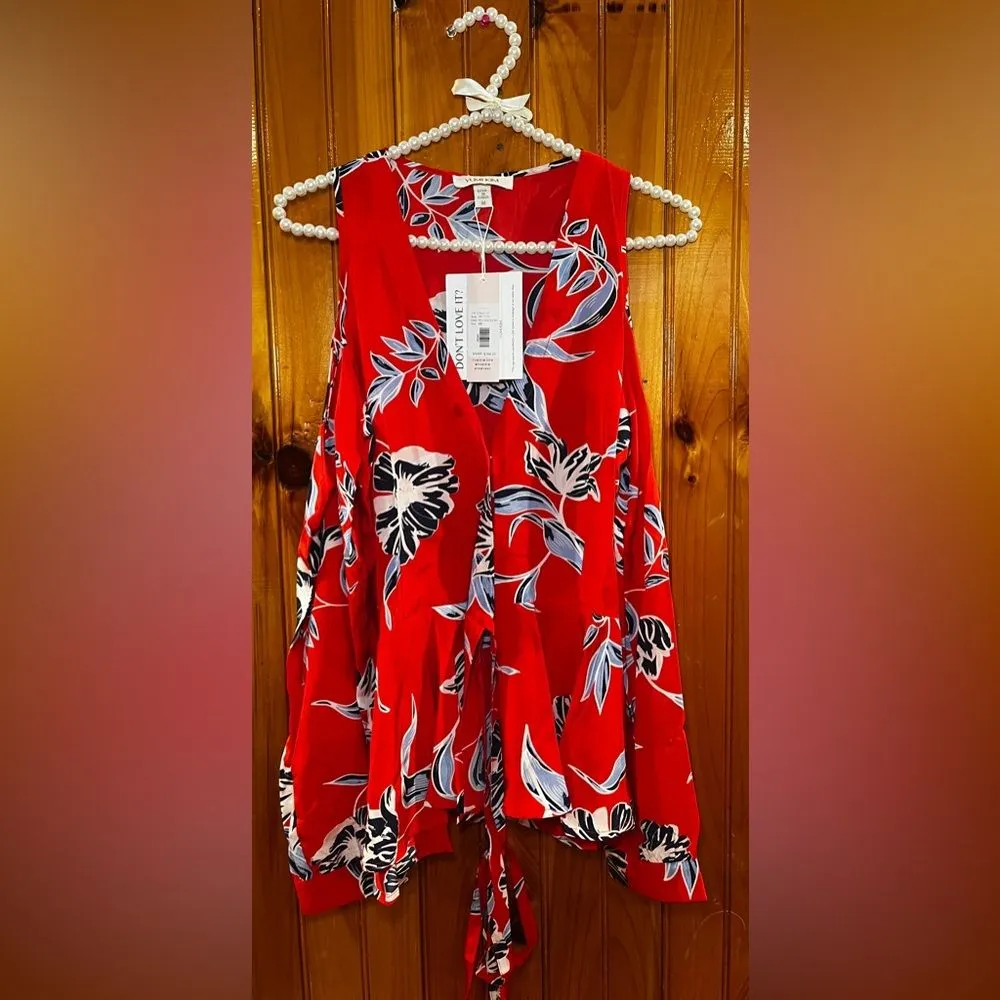 Yumi Kim Love Struck Cold Shoulder Floral Blouse Size M Silk - Image 8