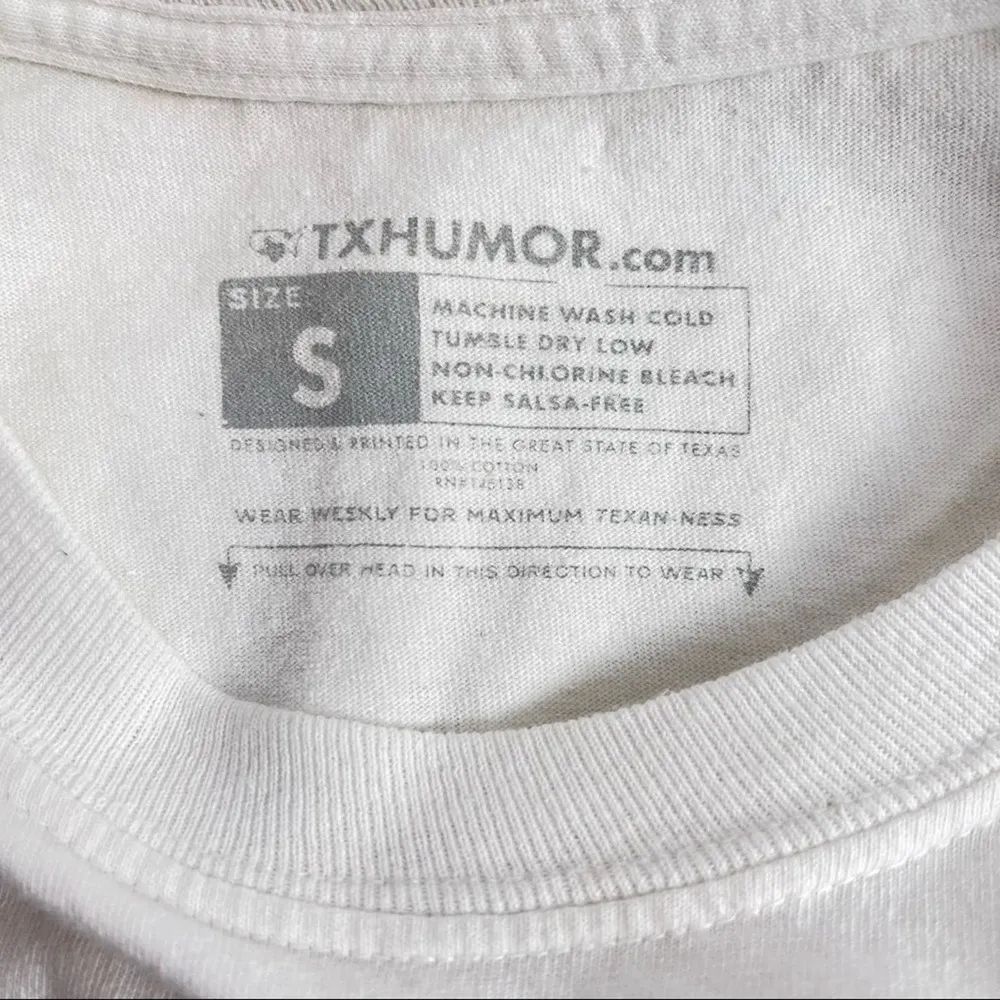 Texas Humor Friends Texans Long Sleeve Crewneck Tshirt White Cotton Size Small - Image 4