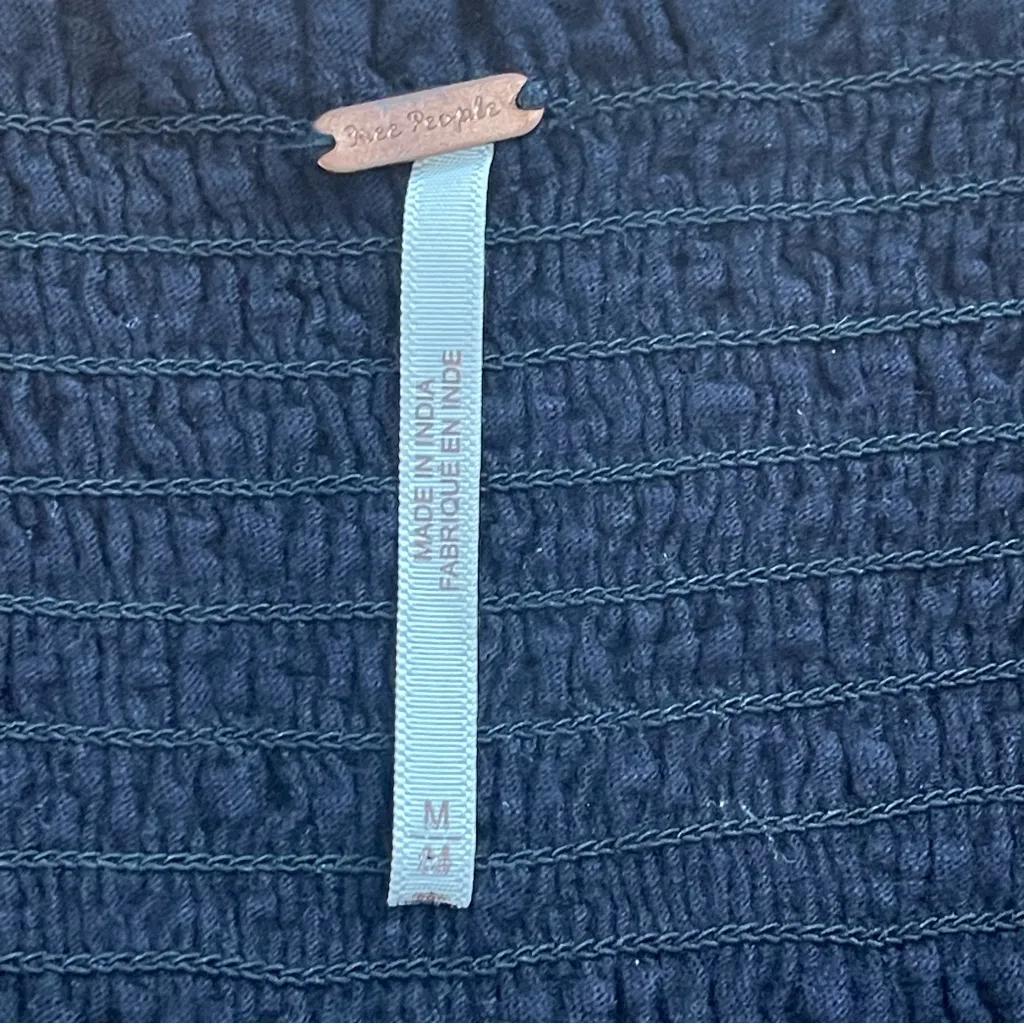 Free People Santorini Embroidered Top blouse cropped floral cotton black brown M - Image 12