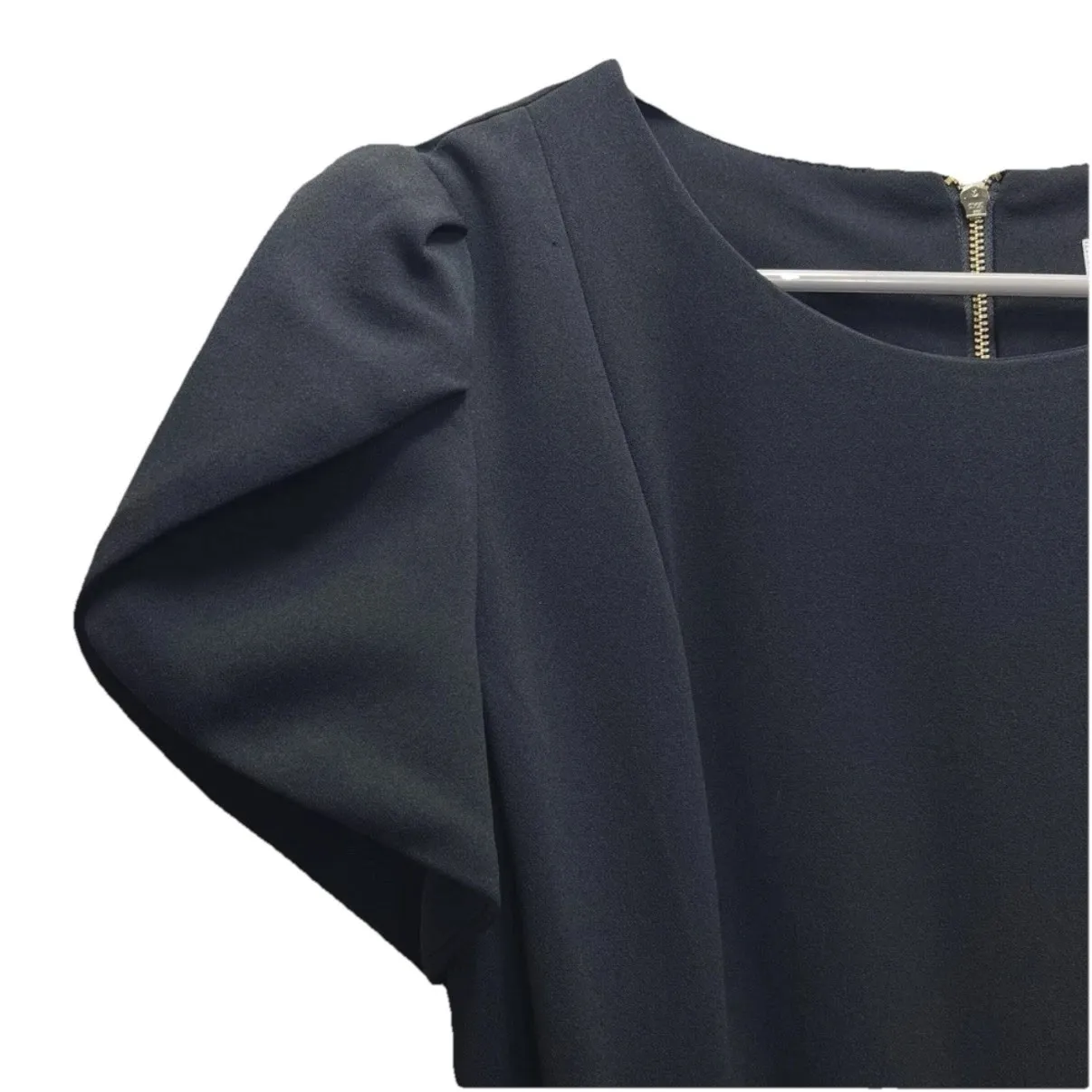 Calvin Klein Black Tulip Sleeve Belt Stretch Crop Jumpsuit Size 4 - Image 10